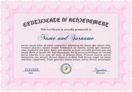 Certificate of achievement template. Elegant design. Easy to print. Diploma of completion.