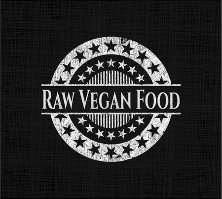 Raw Vegan Food chalk emblem written on a blackboard