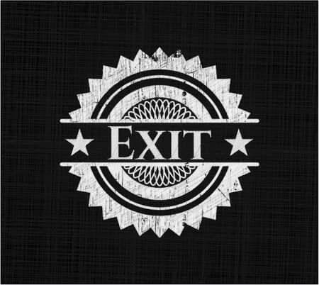 Exit chalkboard emblem on black board