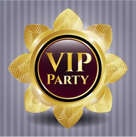 VIP Party gold emblem or badge