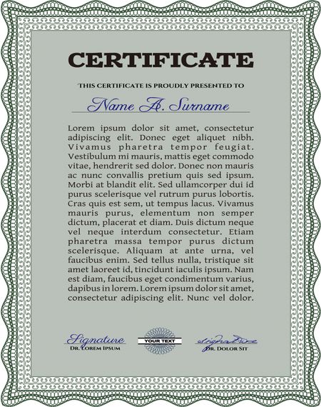 Diploma template or certificate template. With guilloche pattern. Elegant design. Vector pattern that is used in currency and diplomas.