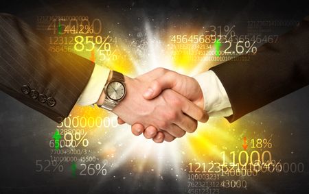 Business Handshake with number analysis