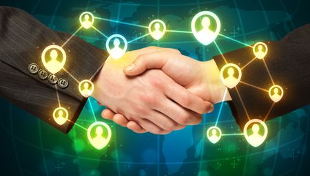 Business handshake, social netwok concept
