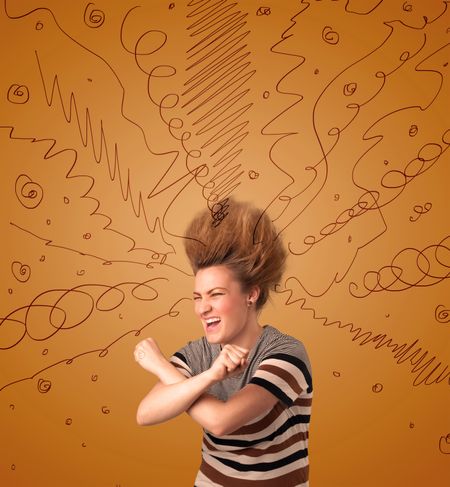 excited-young-woman-extreme-hairtsyle-hand-339756902 Excited young woman with extreme hairtsyle and hand drawn lines concept on background