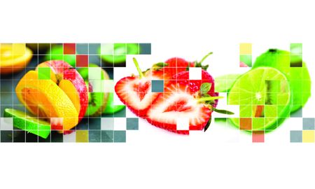Delicious fruits mosaic - white background