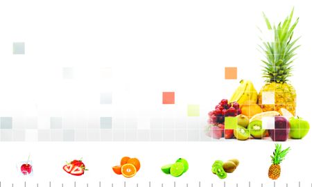 All kind of fruits mosaic - white background