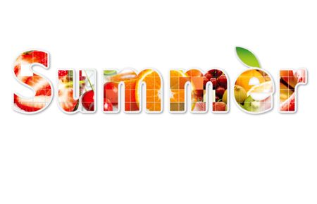 Mix of summer fruits over a white background