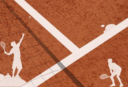 tennis players on a clay court - 2d ilustration