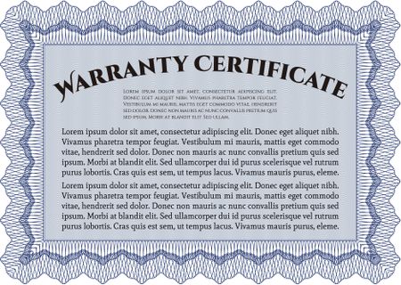 Warranty template. Very Detailed. It includes background. Complex border. 