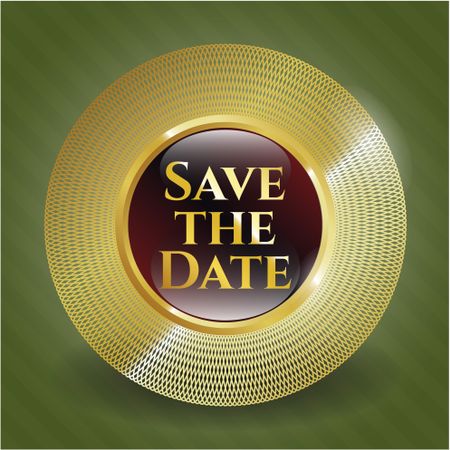 Save the Date gold emblem or badge