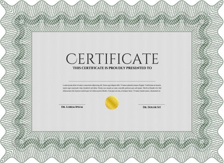 Sample certificate or diploma. With complex linear background. Vector certificate template.Cordial design. 