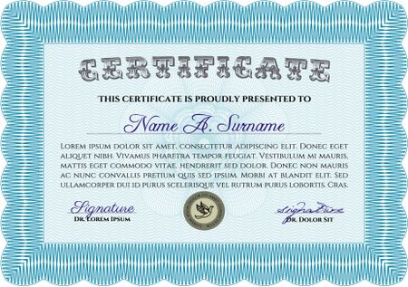 Certificate of achievement. Border, frame.With complex background. Retro design. 
