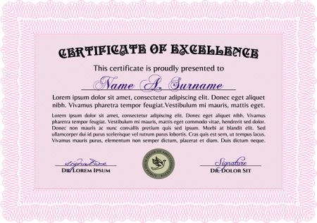 Sample certificate or diploma. Diploma of completion.With background. Elegant design. 