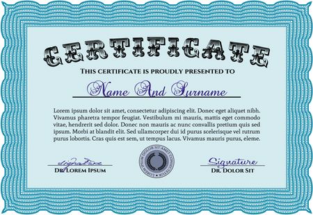 Diploma template. Complex design. With guilloche pattern. Customizable, Easy to edit and change colors.