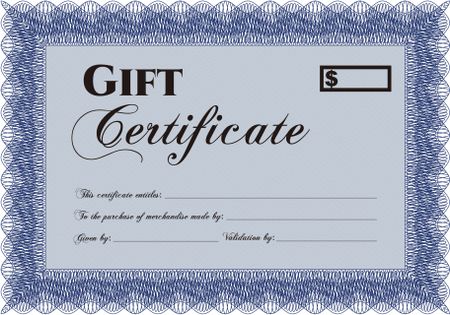 Retro Gift Certificate template. Vector illustration.Beauty design. With linear background. 