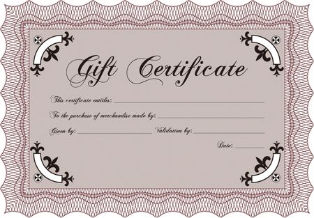 Vector Gift Certificate. Border, frame.Superior design. With quality background. 