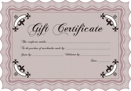 Vector Gift Certificate. Border, frame.Superior design. With quality background.