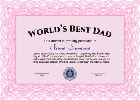 Best Father Award Template. Detailed.With background. Excellent design. 