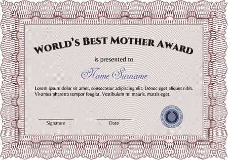 Best Mom Award. Elegant design. With quality background. Detailed.