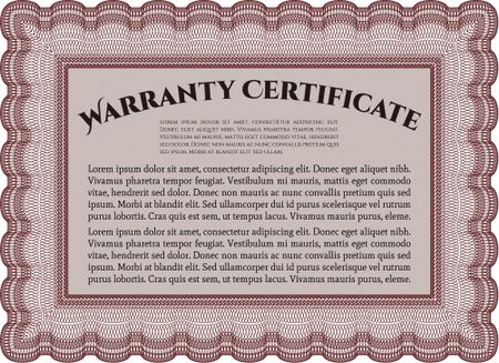 Warranty template. Easy to print. Very Detailed. Complex design. 