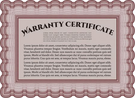 Warranty template. Easy to print. Very Detailed. Complex design.