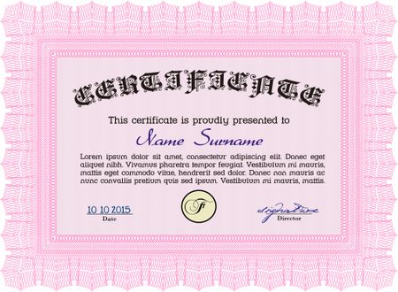 Sample certificate or diploma. With linear background. Frame certificate template Vector.Superior design. 