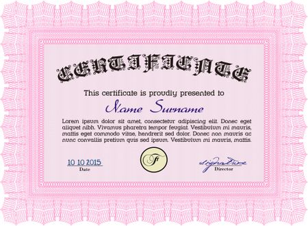 Sample certificate or diploma. With linear background. Frame certificate template Vector.Superior design.