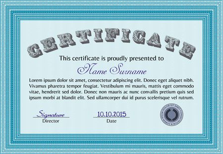 Certificate or diploma template. Customizable, Easy to edit and change colors.With quality background. Retro design. 