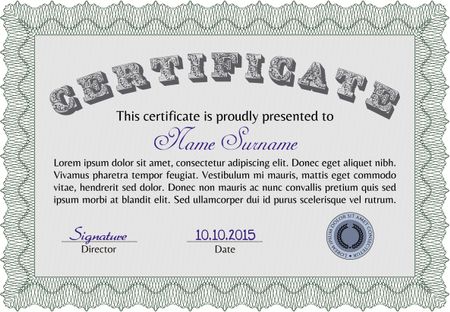 Diploma. Printer friendly. Frame certificate template Vector.Sophisticated design. 
