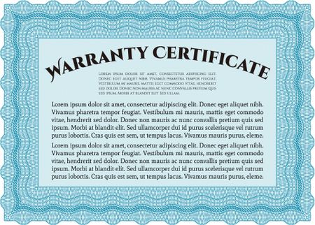 Sample Warranty template. Very Customizable. It includes background. Complex border. 