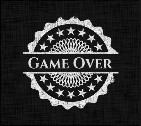 Game Over chalkboard emblem written on a blackboard