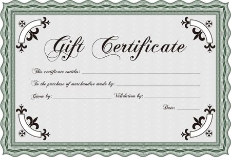 Vector Gift Certificate. Vector illustration.With linear background. Excellent complex design. 