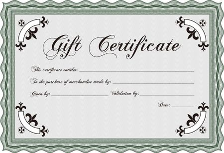 Vector Gift Certificate. Vector illustration.With linear background. Excellent complex design.