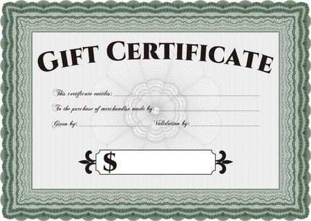 Gift certificate template. Customizable, Easy to edit and change colors.With linear background. Elegant design.