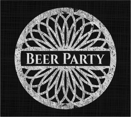 Beer Party chalk emblem written on a blackboard