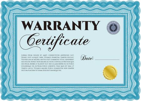 Sample Warranty. Complex border. It includes background. Very Customizable. 