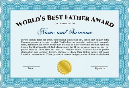 Best Father Award Template. Complex background. Customizable, Easy to edit and change colors.Retro design. 