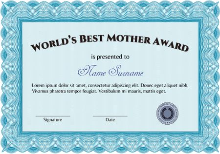 World's Best Mother Award. Customizable, Easy to edit and change colors.Elegant design. Printer friendly. 