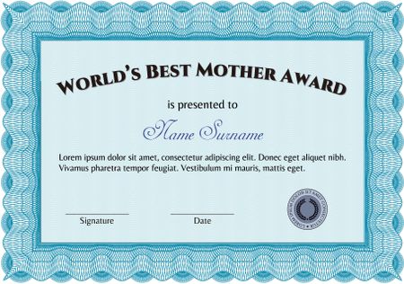 World's Best Mother Award. Customizable, Easy to edit and change colors.Elegant design. Printer friendly.