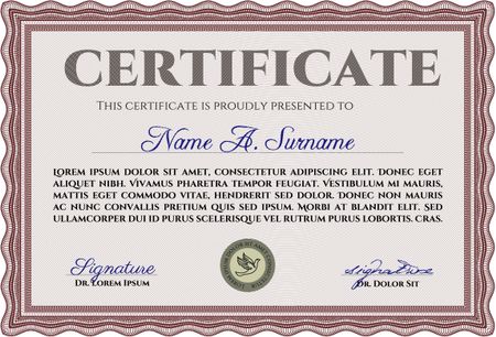 Certificate template or diploma template. Printer friendly. Good design. Detailed.