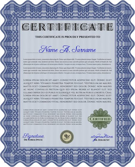 Diploma. Customizable, Easy to edit and change colors.With guilloche pattern. Lovely design. 