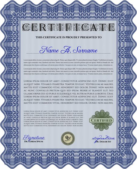 Diploma. Customizable, Easy to edit and change colors.With guilloche pattern. Lovely design.