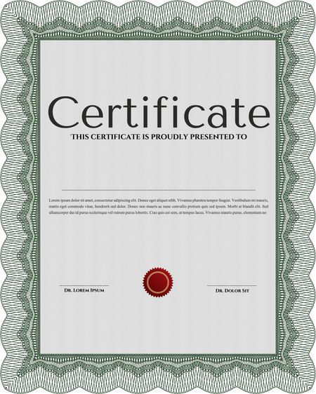 Sample certificate or diploma. Excellent design. Customizable, Easy to edit and change colors.With great quality guilloche pattern. 