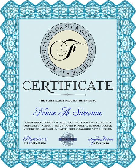 Diploma template. Frame certificate template Vector.With great quality guilloche pattern. Nice design. 