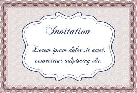 Retro vintage invitation. With guilloche pattern. Vector illustration.Artistry design. 