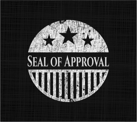 Seal of Approval chalk emblem written on a blackboard