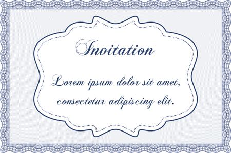 Formal invitation template. Easy to print. Superior design. Border, frame.