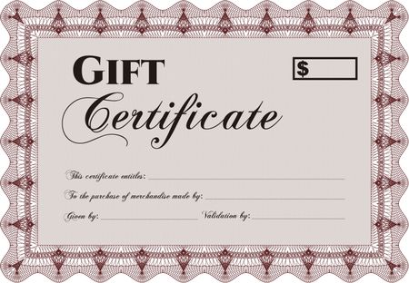Gift certificate. Detailed.Easy to print. Cordial design. 