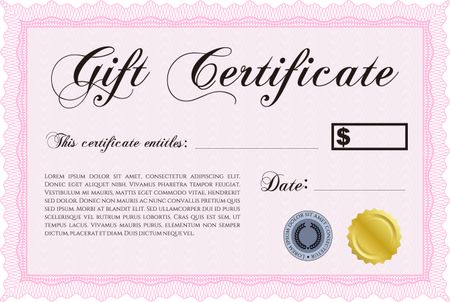 Gift certificate template. With great quality guilloche pattern. Detailed.Complex design. 