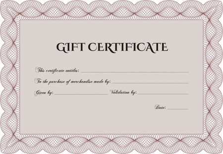 Formal Gift Certificate template. With quality background. Detailed.Elegant design. 